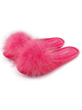 Women's Rose Red Fuzzy Velvet Memory Foam Indoor Non-slip Lightweight Slipper